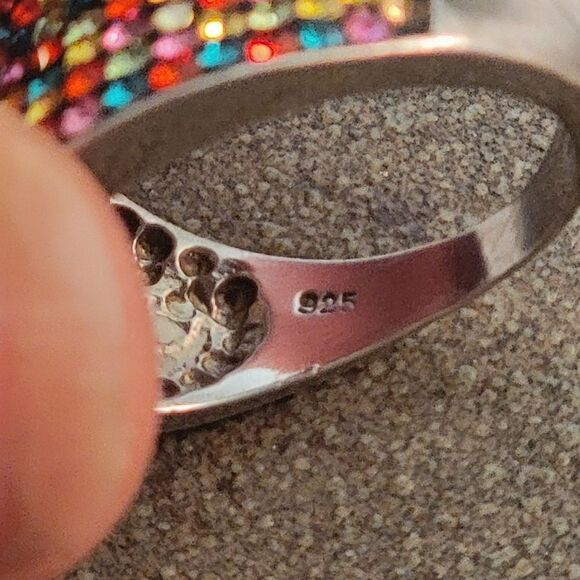 Sterling Anticlastic Multi-Colored Crystal Ring - Picture 9 of 11
